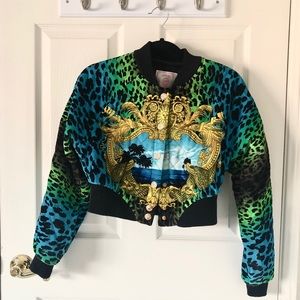 Versace for H&M Baroque Cropped Bomber Jacket